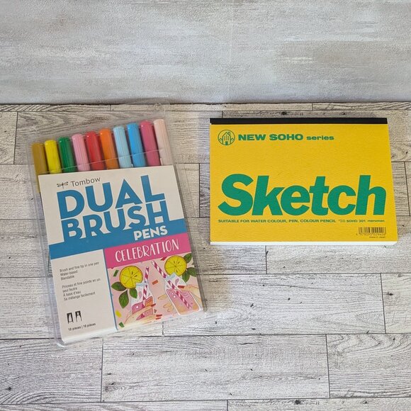 Tombow Dual Brush Pen Art Markers, 10-Pack + NEW SOHO Series Sketch pad - Picture 1 of 4